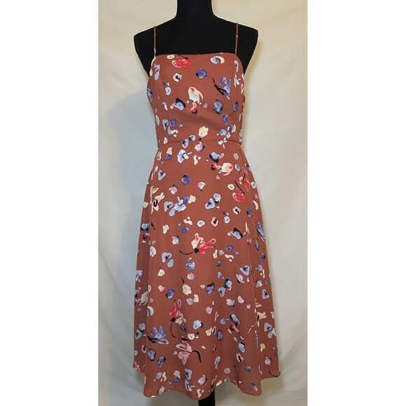 HUTCH Declan Floral Sleeveless Square Neck Knee Length Cami Dress Size 4 - Picture 3 of 12